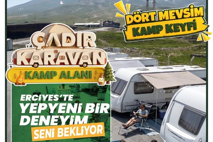 Kayseri Erciyes'te &Ccedil;adır Karavan Kamp Alanı doğaseverleri bekliyor