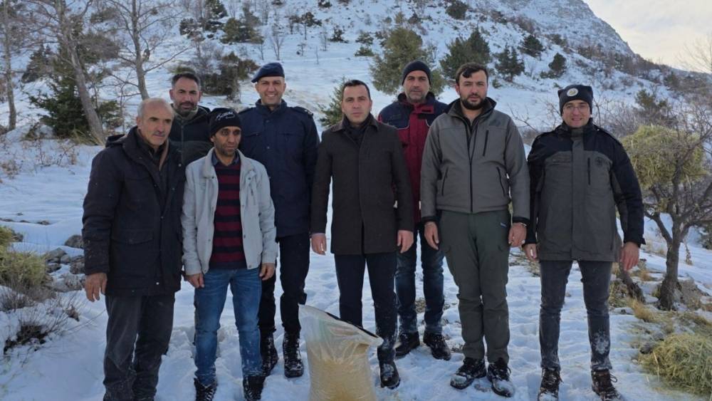 Adıyaman G&ouml;lbaşı&rsquo;nda yaban hayvanları i&ccedil;in doğaya yem bırakıldı 