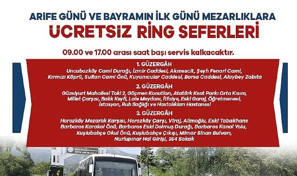 Manisa B&uuml;y&uuml;kşehir'den Bayram'da Mezarlıklara &Uuml;cretsiz Ulaşım Hizmeti